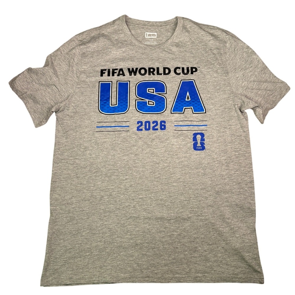 FIFA World‎ Cup T-Shirt Men Large Gray USA 2026 Official Licensed Graphic NWOT